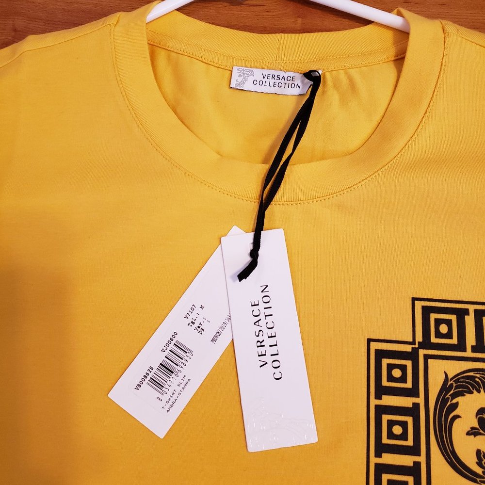 Versace Collection Men's Slim Fit Yellow T-Shirt - Picture 3 of 5